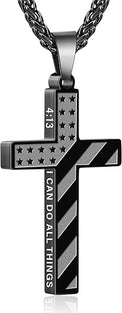 Cross Necklaces American Flag Bible Verse 22 Inches image 0